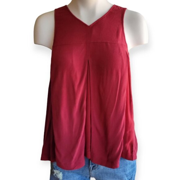 Madewell Sleeveless Cherry Red Rust Voluminous Viscose Trapeze Tank Size 2 - Picture 5 of 9